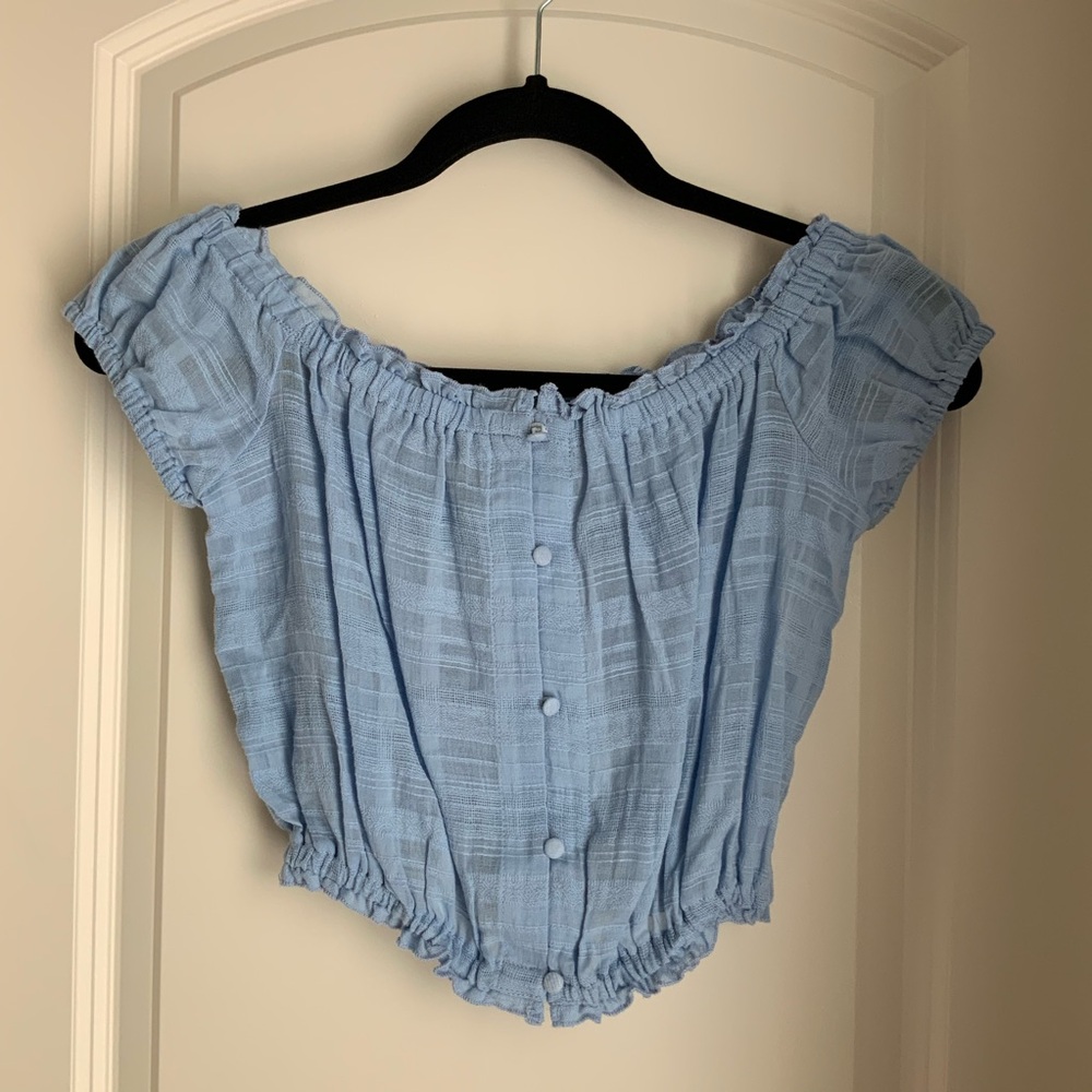 Forever 21 Sky Blue Ruffled Blouse